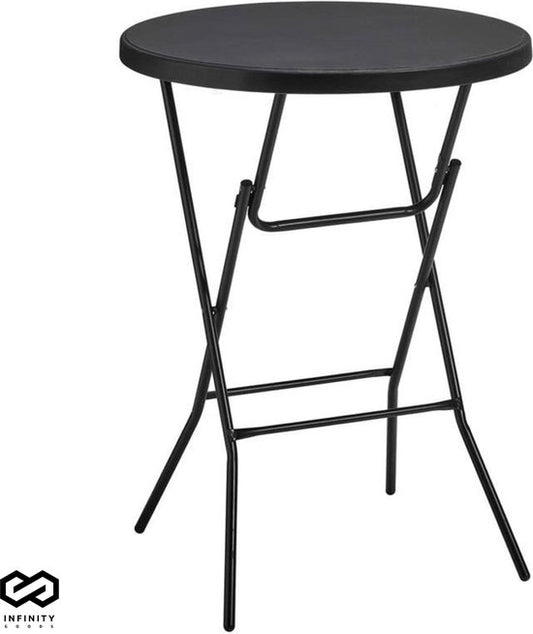 Infinity Goods Sturdy Black Stand Table - Table de fête - Robuste et résistante aux intempéries - Pliable - 80cm x 110cm - Fête - 1 pièce - Noir