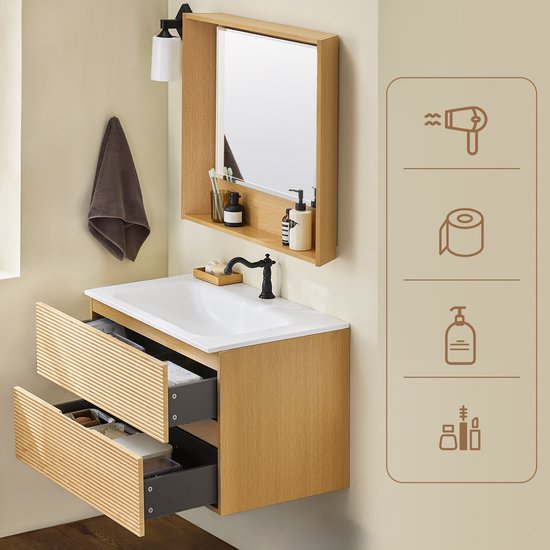 SoBuy BZR198-N Meuble de salle de bain avec évier - Bois composite 80cm