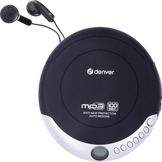 Denver Discman - Lecteur CD et MP3 portable - Antichoc - Ecouteurs inclus - DMP391