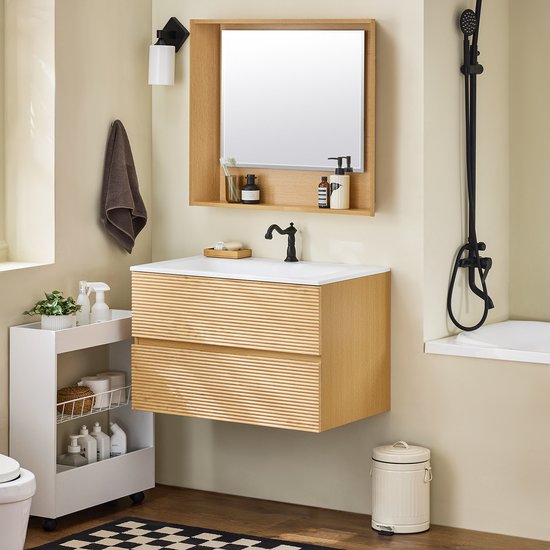 SoBuy BZR198-N Meuble de salle de bain avec évier - Bois composite 80cm