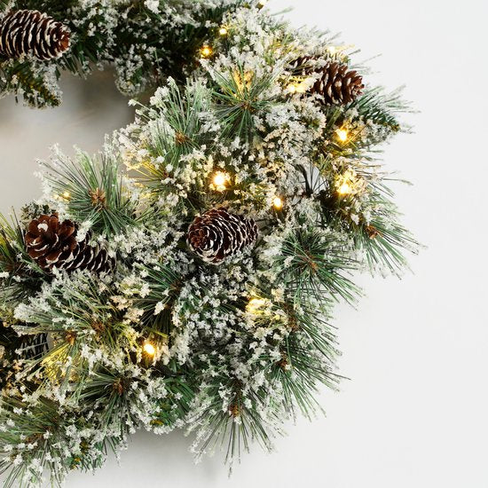 Black Box Trees Vandans Couronne de Noël avec lumières LED - Ø60 cm - Vert givré