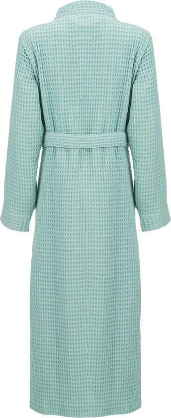 Heckettlane Peignoir gaufré - robe de chambre pour femmes et hommes - L - Manteau du matin en coton - Convient pour le sauna - Vert