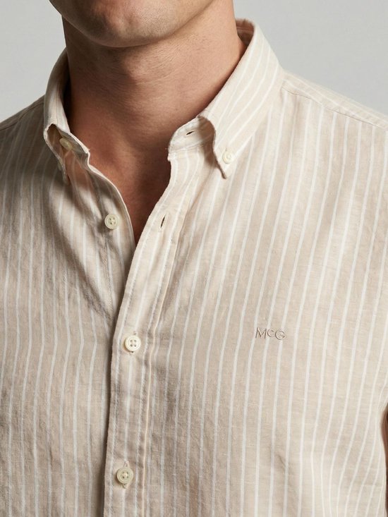 Chemise McGregor Coton Lin Rayures Ecru - Taille XXL - Homme
