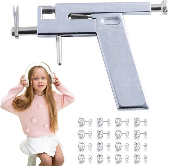 Kit de perçage de boucles d'oreilles - Métal - Clous inclus - Piercing - Kit - Pistolet - Perçage d'oreilles - Pistolet - Aiguille - Pistolet à trous - Pince