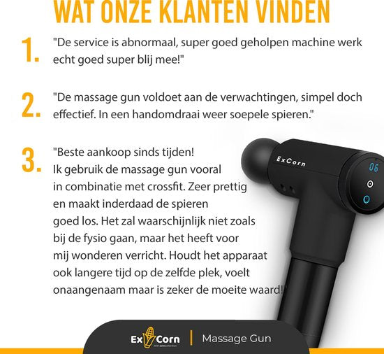 ExCorn Pistolet de massage à usage professionnel - Massage du dos, des jambes, des bras, des épaules et du cou - Appareil de massage - Pistolet de massage - Soulagement de la douleur - Longue durée de vie de la batterie - 6 modes