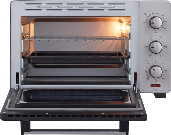 Tomado TEO3000S - Four posable - 30 litres - 1600 watts - Air chaud - 3 niveaux d'encastrement - Argent
