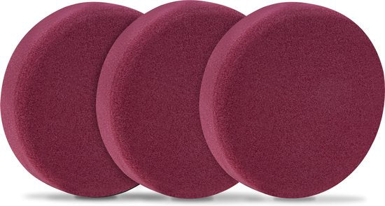 VONROC Disques de polissage/Pads de polissage en mousse pour polisseuses - 125mm, 3 pièces - Rouge