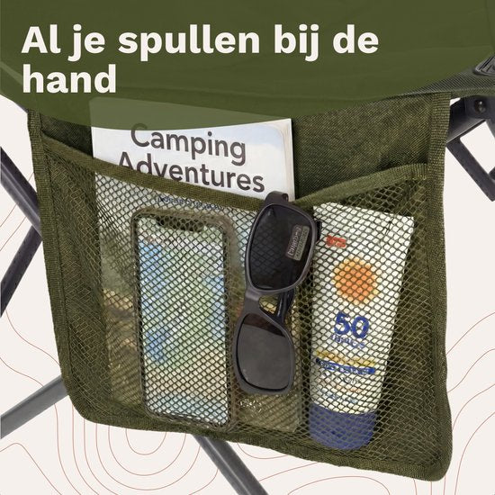 TRVLMORE Chaises de camping XXL - pliables - 2-Pack - Capacité de charge 160KG - Sac de transport inclus - Chaise pliante - Chaise de pêche - Chaise de camping - Chaise pliante - Vert