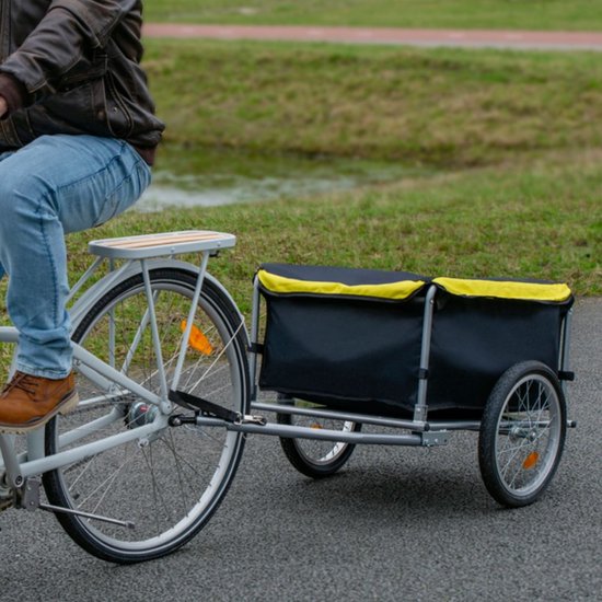 Dunlop Bicycle Trailer - Remorque pour vélo - Remorque pour vélo - Bagages pliable - Remorque pour vélo avec réflecteurs et housse de pluie ajustable - Jaune