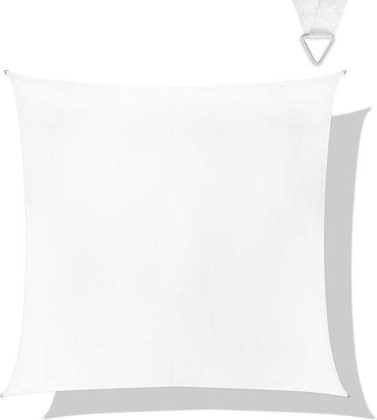 VONROC Premium Toile d'ombrage - Carré - 360x360 cm - Hydrofuge - Blanc - Sac de rangement et cordon de fixation inclus