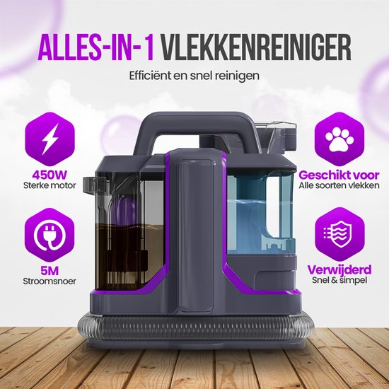 Strex Carpet Cleaner Extra Powerful - Nettoyeur de taches / Nettoyeur de meubles / Nettoyeur de matelas / Nettoyeur de canapés - 2 accessoires