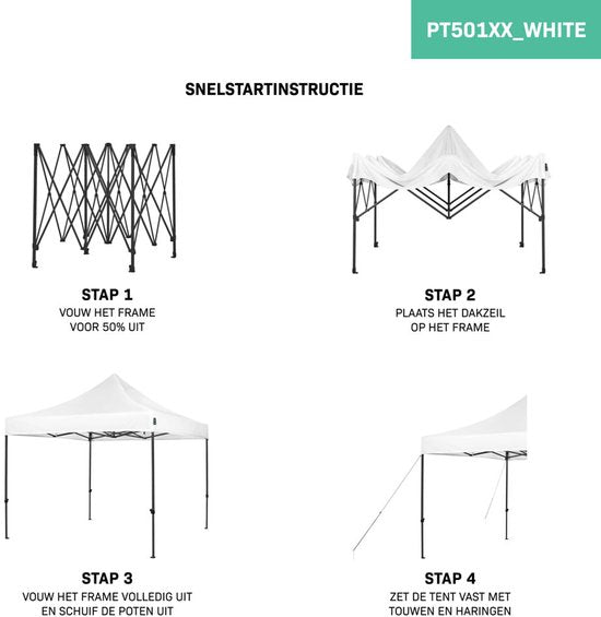 VONROC Party Tent - 3x3 m - Premium easy-up Party Tent - Modular Design - Foldable - Waterproof - Steel Frame - 50+ UV Protection - Incl. Storage Bag - White