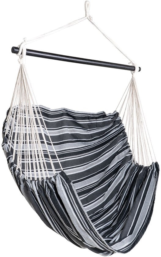 house nordic lamia chaise hamac - noir, gris et blanc