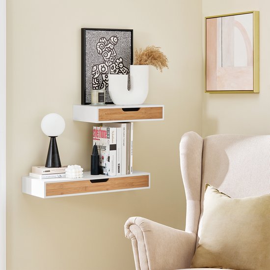 SoBuy FRG92-WN Armoire murale de salle de bain - Panneau composite bois avec tiroir