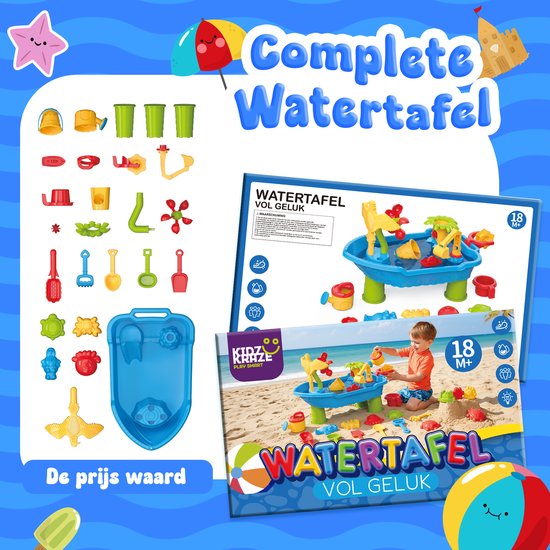 KidzKraze® Water Table M - Jouets d'extérieur - Jouets sensoriels - Table d'activité - Parcours d'eau - Table de sable pour enfants - Jouets de table de jeu d'eau - Accessoires inclus