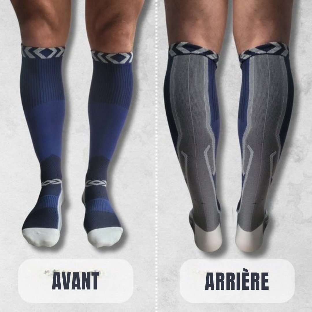 Chaussettes de soutien Sandside - Chaussettes de compression - Chaussettes de course - Premium Active - Taille 36-40 S/M - 2 paires - Bleu foncé