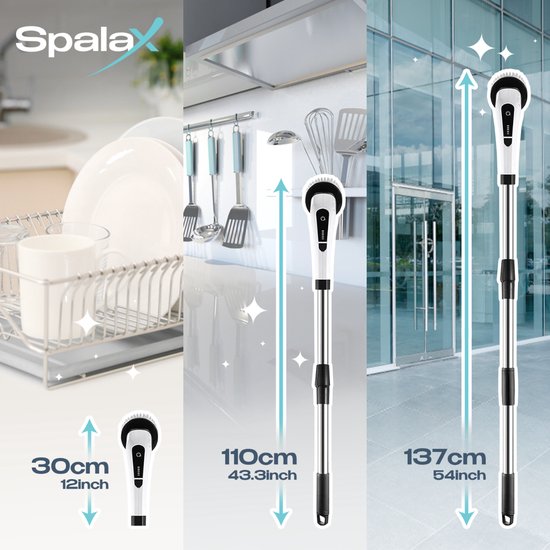 Spalax Brosse de nettoyage électrique - Brosse à récurer - Autolaveuse - Autolaveuse avec manche
