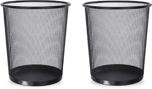 BRASQ 2x Paper Bin Round - Black - 12 Liter - Trash can - Garbage can - Waste bin - Paper basket - Metal - Set of 2