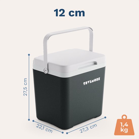 TRVLMORE Cool Box 7L - Frigobox - Elément réfrigérant inclus - Cool Box Small - Anthracite