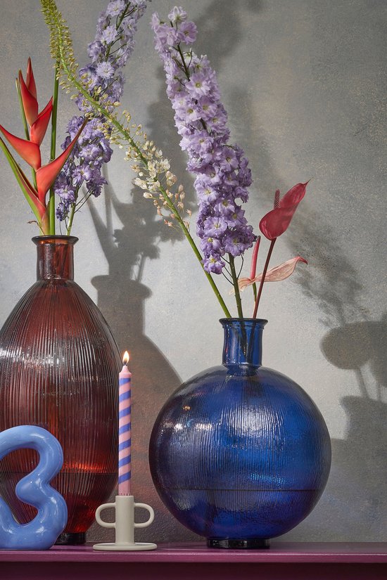Mica Decorations Vase bouteille Firenza - H42 x Ø34 cm - Verre recyclé - Bleu foncé