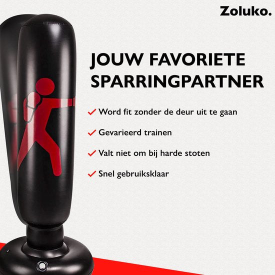 Zoluko sac de boxe gonflable sur pied - Gants de boxe, pompe à pied et livre électronique inclus - Intérieur et extérieur - Pour adultes et enfants - sac de boxe sur pied - sac de boxe sur pied - ballon de boxe sur pied - set de boxe pour enfants - bâton