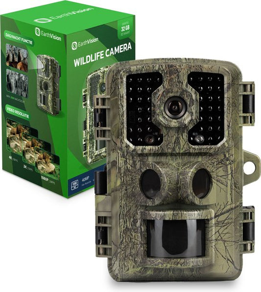 EarthVision Wildlife Camera Falcon - Vision nocturne - Caméra professionnelle 4K pour animaux sauvages - Caméra infrarouge - Caméra d'extérieur - Carte SD 32gb incluse - Étanche