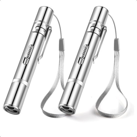 Tech Essentials 7-In1 Laser Pen - Rouge - Rechargeable - Motifs - Lumière UV - Lumière de soudage - Laser Chat - Chien - Jouet pour chat - Jouet pour chien - Chiot - Chat - 2-Pack