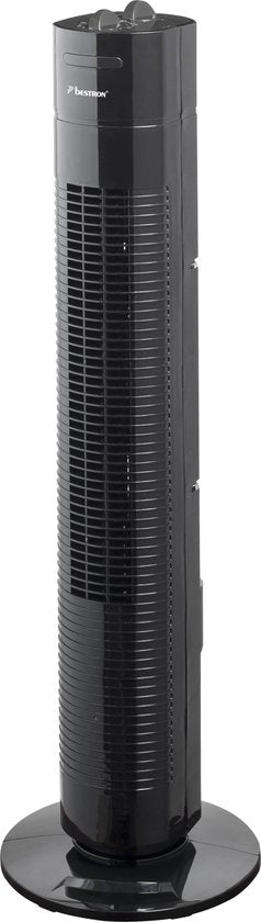 Bestron Ventilateur de tour, Ventilateur avec 3 vitesses et fonction de rotation de 75°, minuterie incluse, hauteur : 78 cm, 35W, AFT760Z, couleur : noir