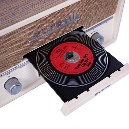 Radio - Denver - Bluetooth - Lecteur CD – Réveil - DAB /FM / AUX - Couleur bois