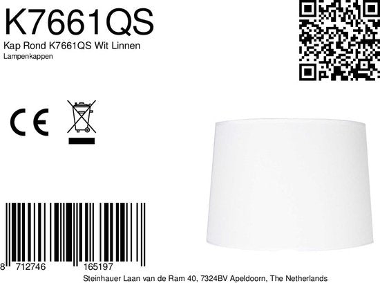 Mexlite shades Abat-jour - blanc - lin - 40 cm - douille E27 - K7661QS