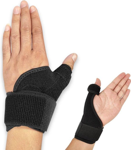 LBB - Attelle de doigt - Pour le pouce - Notre taille - Noir - Attelle trempée - Cadre en acier - Attelle de doigt - Attelle de pouce - Attelle de pouce droite - Attelle