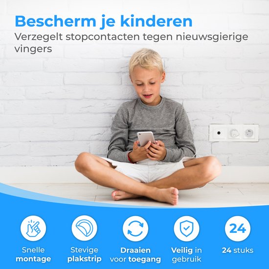 Nuvance Protection des prises - 24 pièces - pour la Belgique - Protection de l'enfant - BE - Protection des prises - Blanc