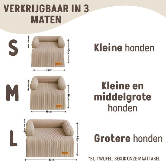 By Cee Cee Original Dog Rug Bench - Panier pour chien - Premium - Entièrement zippé - Tissu côtelé - Mocha Taupe - 90x90 - Taille M