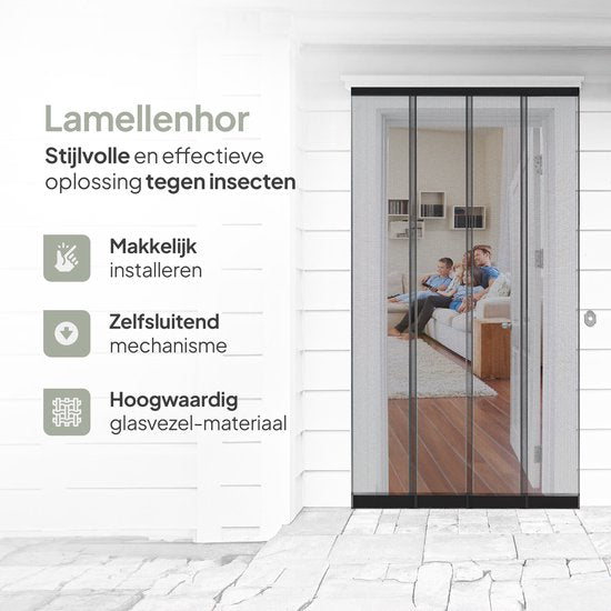O'DADDY® Fly Curtain Slat Screen - 100x260 cm - Rideau de porte - Porte - Design ajustable - Fibre de verre - Moustiquaire de porte noire