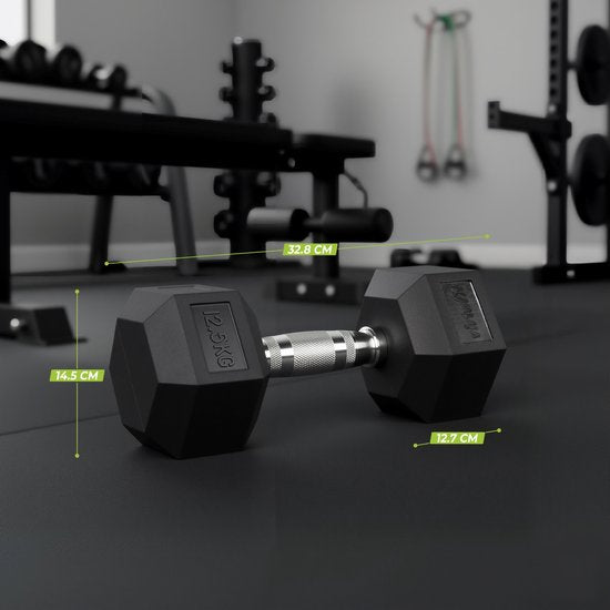 VirtuFit Hexa Dumbbell Pro - 12.5 kg - Hexagon Dumbbell - Durable et résistant - Musculation - Poids - CrossFit & Fitness - Convient aux débutants et aux professionnels - Par Pièce Vendue