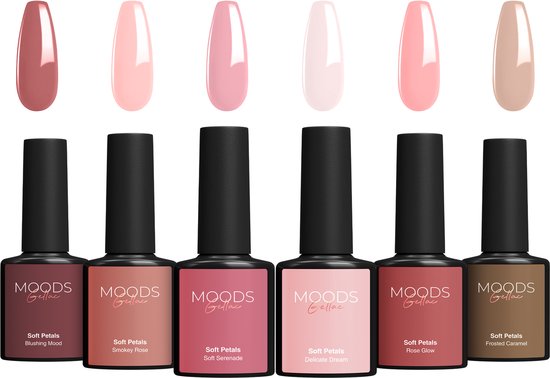 Moods Gellac 6-Piece Set - Gel Nail Polish Starter Pack - Gel Nail Polish - 8ML - Soft Petals - Gellac - Nails - Chic Colours