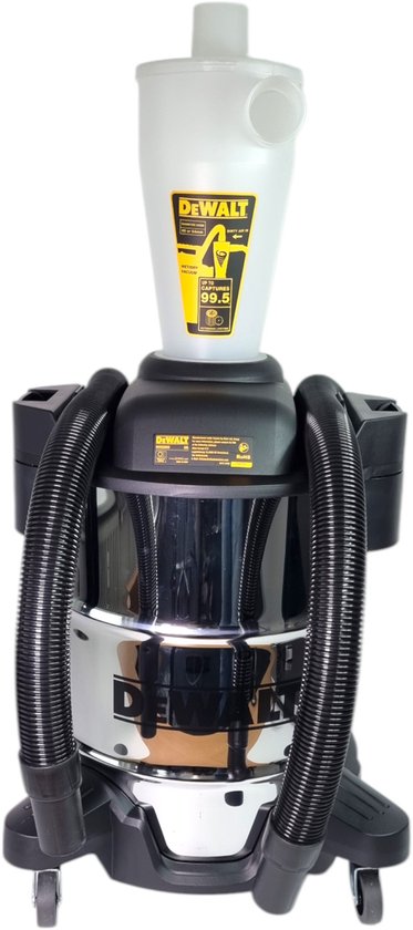 Pré-séparateur pour aspirateurs - Réservoir en acier inoxydable de 34 litres - Conception cyclonique - Augmente la durée de vie du filtre - Noir