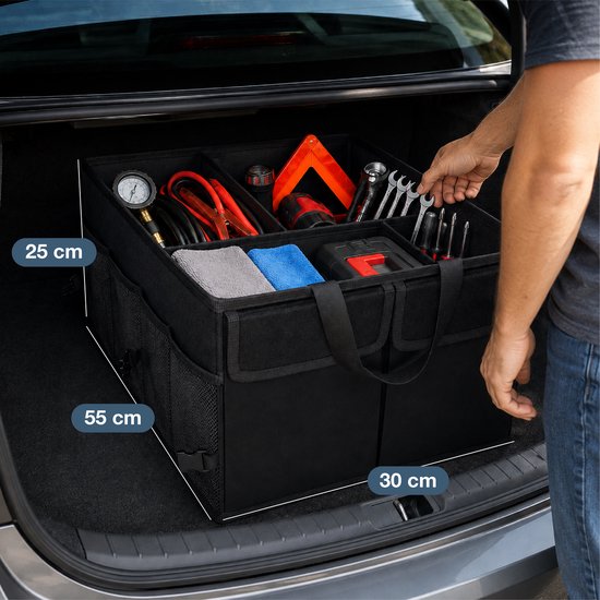 Organisateur de coffre - Compact et spacieux - Accessoires de voiture - Boîte de rangement pour siège auto - Pour siège arrière - Noir - Luft