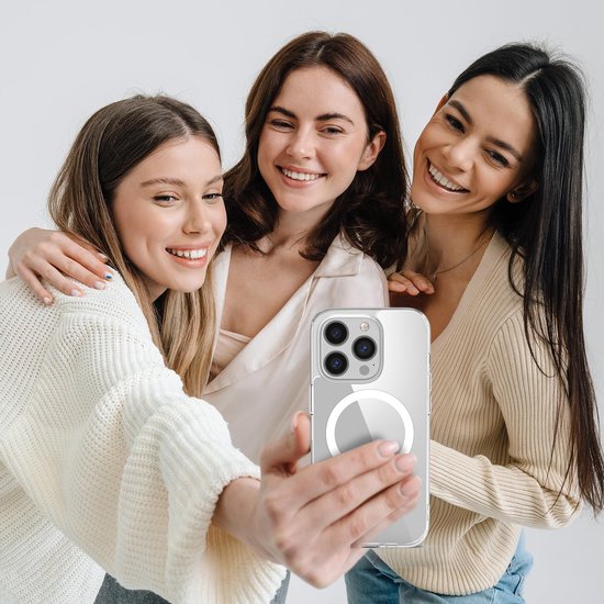 Podec Magsafe Case Suitable for iPhone 13 Pro - With 3x Screen Protector + 3x Camera Protector - Magnetic with Ring Transparent - Phone Case Transparent Case