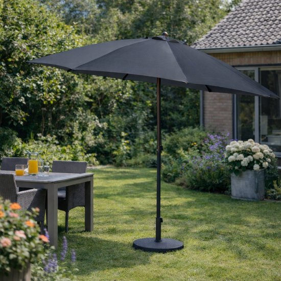 Pro Garden Parasol Menorca - D230 cm - gris foncé - store - inclinable - parasol - avec housse