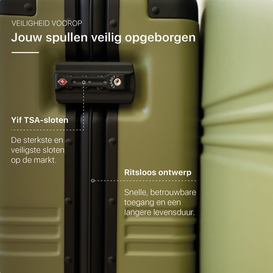 ONYX Hybrid Pro Check-in Suitcase Medium 70 Litres - Polycarbonate recyclé et design sans fermeture éclair - Valise de voyage avec serrure TSA et roues pivotantes - Trolley léger avec compartiment pour ordinateur portable - Vert olive