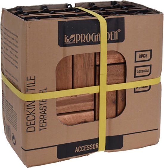 Dalles de terrasse en bois d'acacia set 9 pièces - 30x30cm - tuiles de jardin