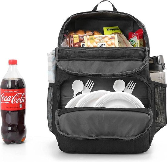 Sac à dos isotherme (28L) - Contient 16 canettes - Sac à lunch pour femmes et hommes - Noir