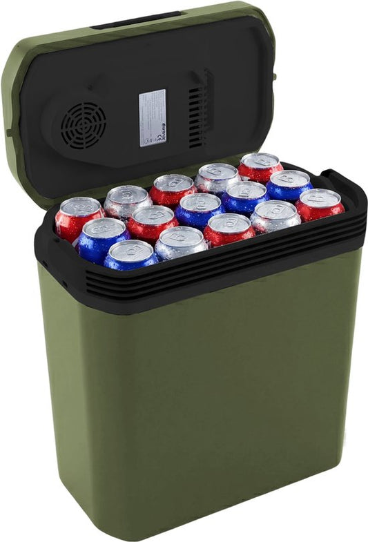 Auronic Coolbox électrique 12V et 230V - 20L - Réfrigérateur de camping - Voiture - Refroidissement et chauffage - Frigobox - Vert