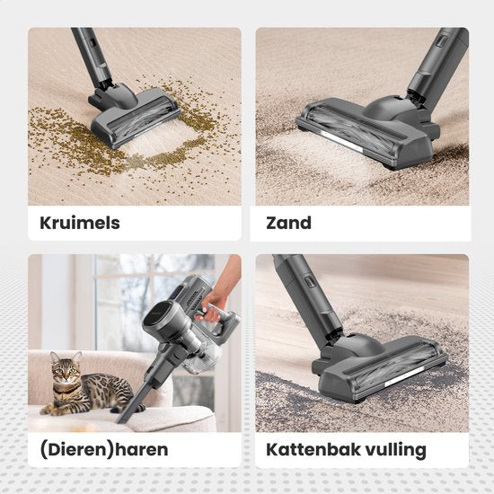 Auronic - Aspirateur-balai sans fil - 220 watts et 23 kpa de puissance d'aspiration - équipé d'une batterie supplémentaire et d'un filtre Hepa lavable - jusqu'à 100 minutes d'utilisation - plastique et métal gris