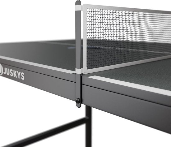 Juskys Mini Table de Tennis de Table Flexi - Noir/Argent - 152 x 71 x 71 cm - Accessoires inclus