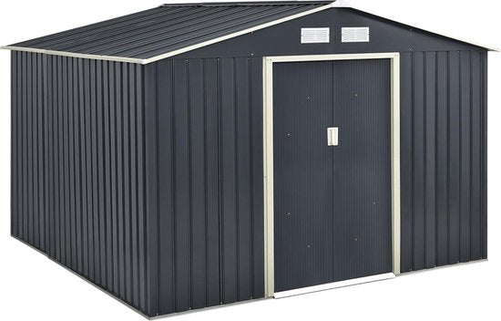 Abri de jardin XXL Juskys- 277 × 319 × 192 cm - Abri à outils - Anthracite