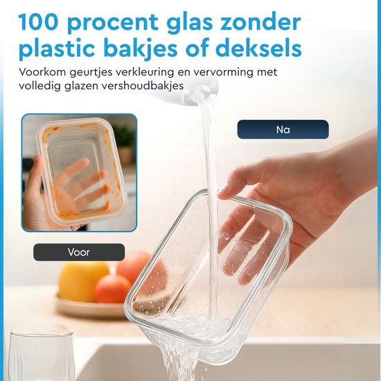 Nord Kitchen Preserving Trays Set - with Glass Steam Lid - Meal Prep Trays - Freezer Trays Full Glass - Airtight - 5 Pieces - 1040 ML