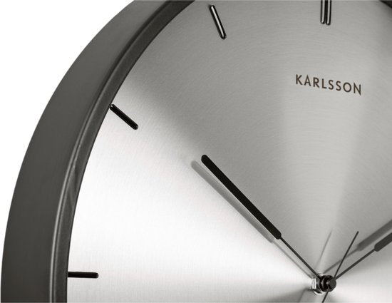 Horloge murale - Finesse - Cadran nickel - Boîtier noir