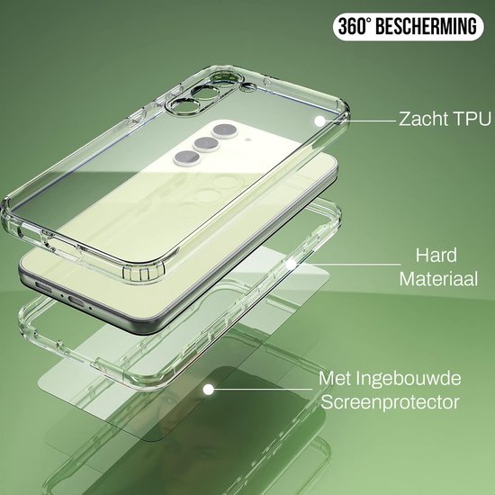 Podec 2-in-1 Case with Screen Protector Suitable for Samsung Galaxy S23 Transparent Phone Case - Anti-Shock Case Cover